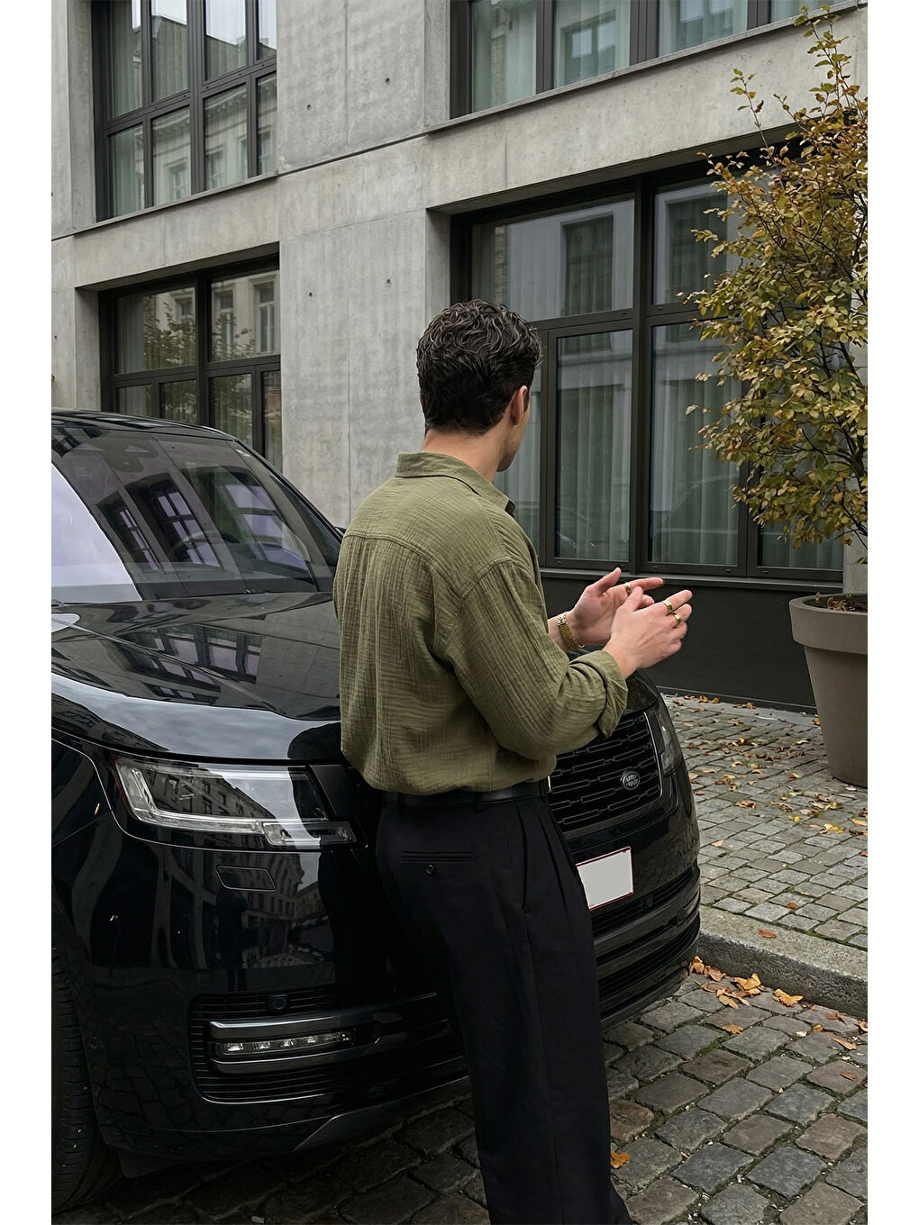 Yeşil Yurin Erkek Premium Müslin %100 Pamuk Oversize Uzun Kollu Gömlek-7