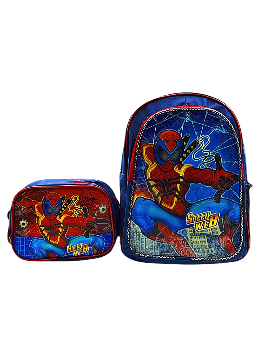 2 Bölmeli Spider Man Okul Sırt Çantası Ve Beslenme Çantası Lacivert KOD:1309