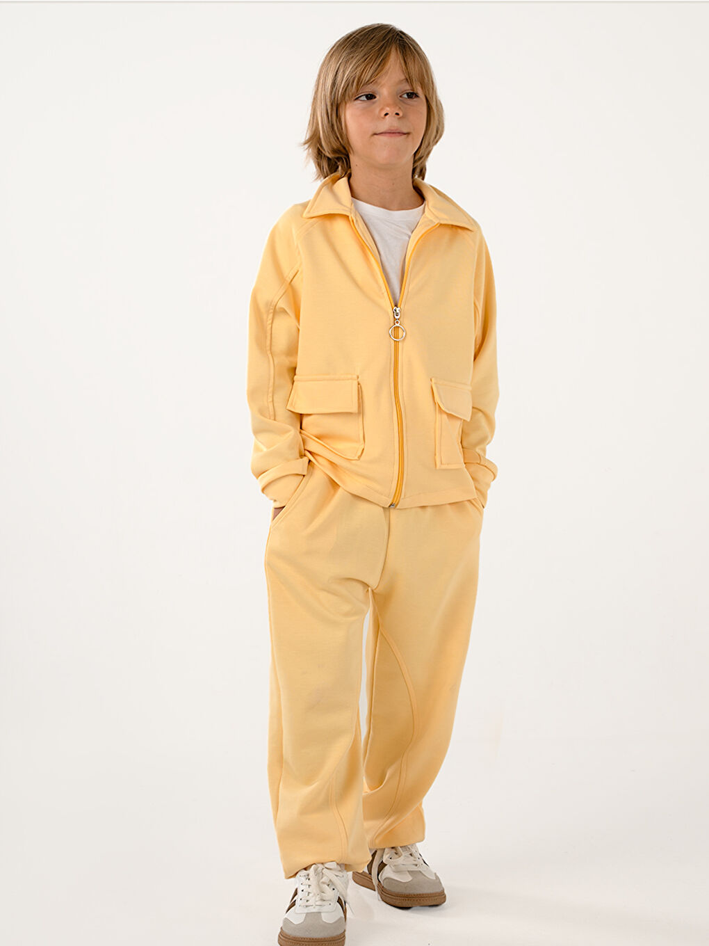 Erkek Çocuk Pocket Sarı Yumuşak Modal Eşofman Takım-2