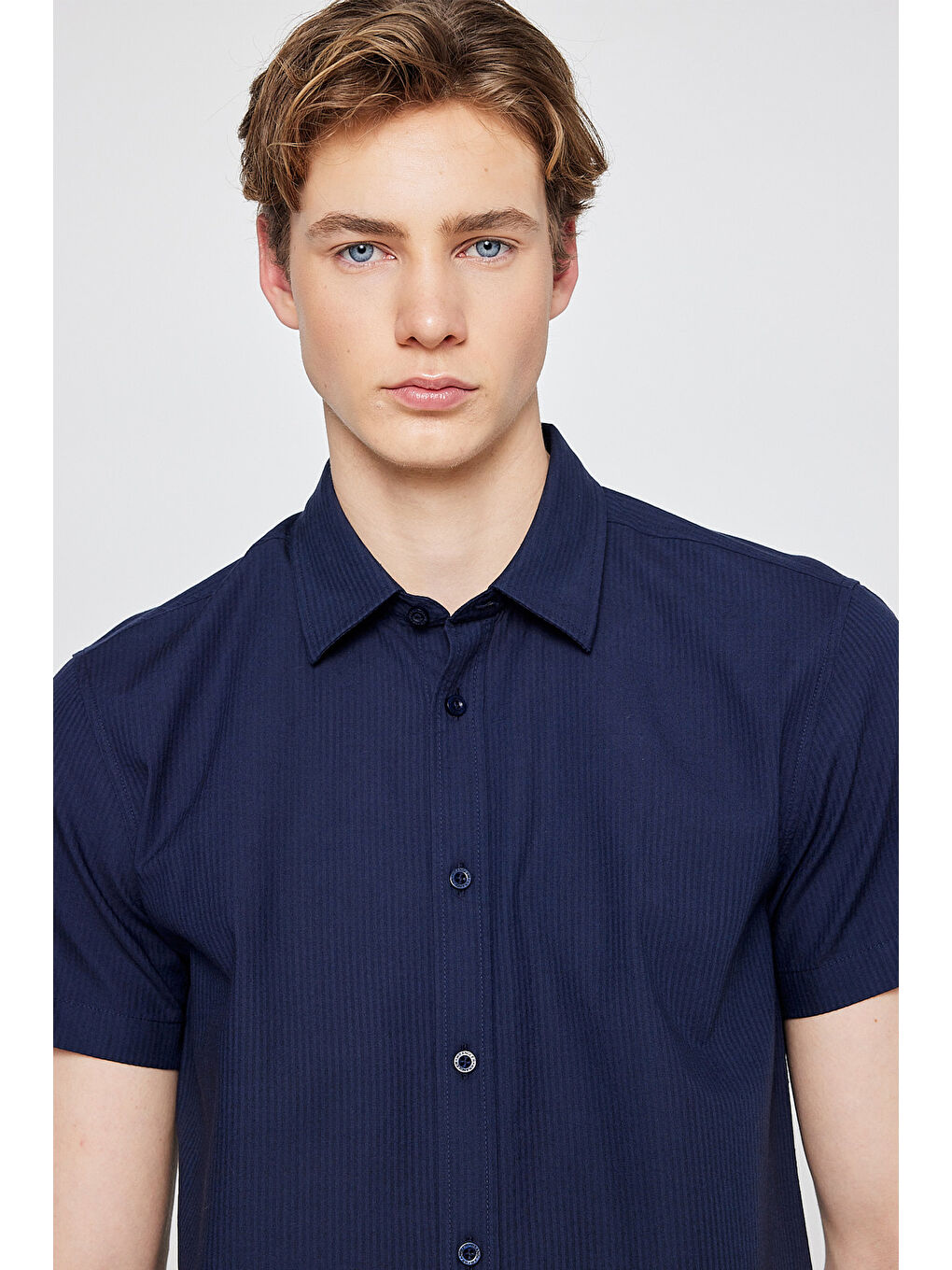 Lacivert Kısa Kollu Gömlek-3