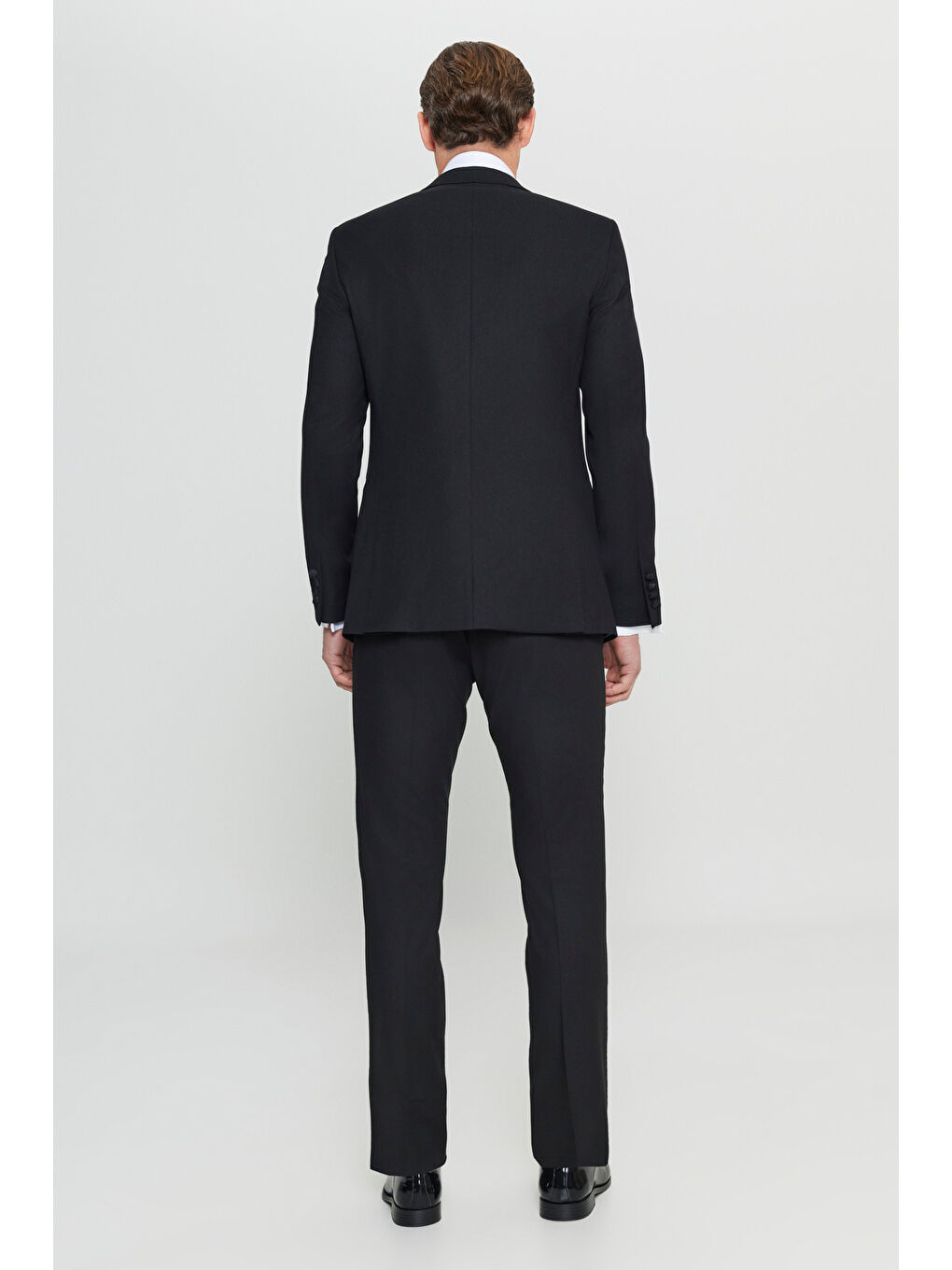 Erkek Siyah Slim Fit Kırlangıç Yaka Fleto Cepli Damatlık Smokin Takım-6