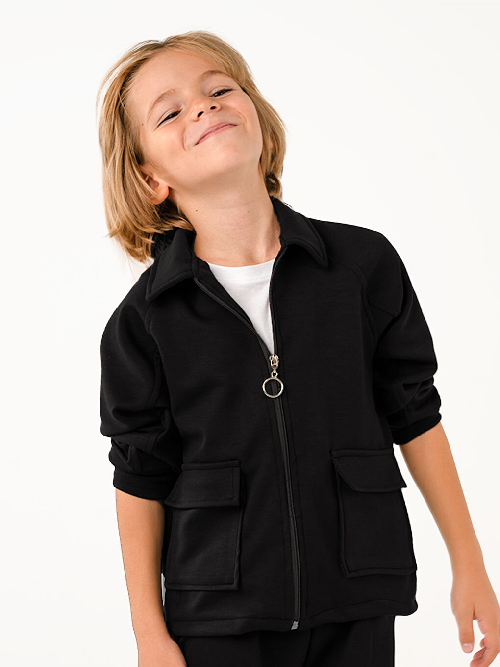 Erkek Çocuk Pocket Siyah Yumuşak Modal Eşofman Takım-1