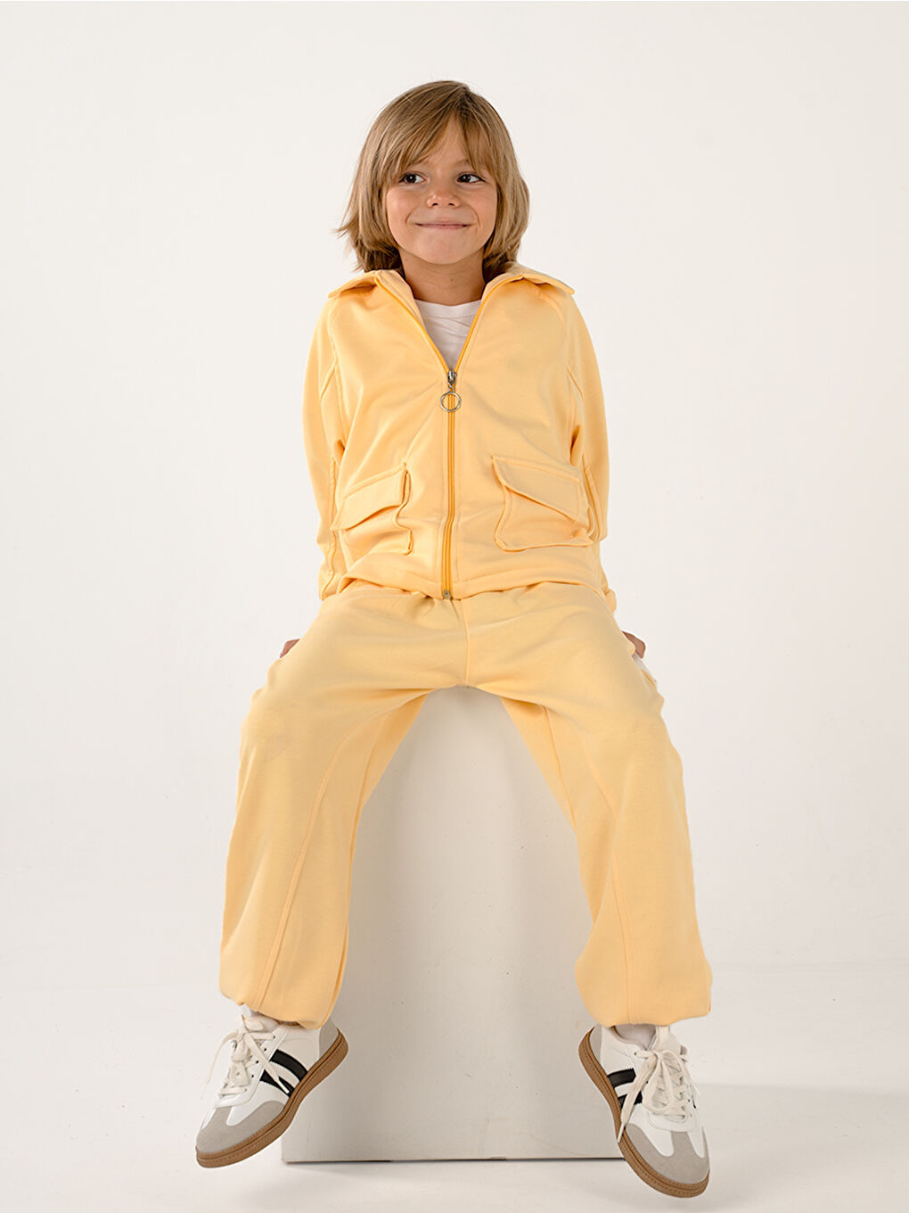 Erkek Çocuk Pocket Sarı Yumuşak Modal Eşofman Takım-4