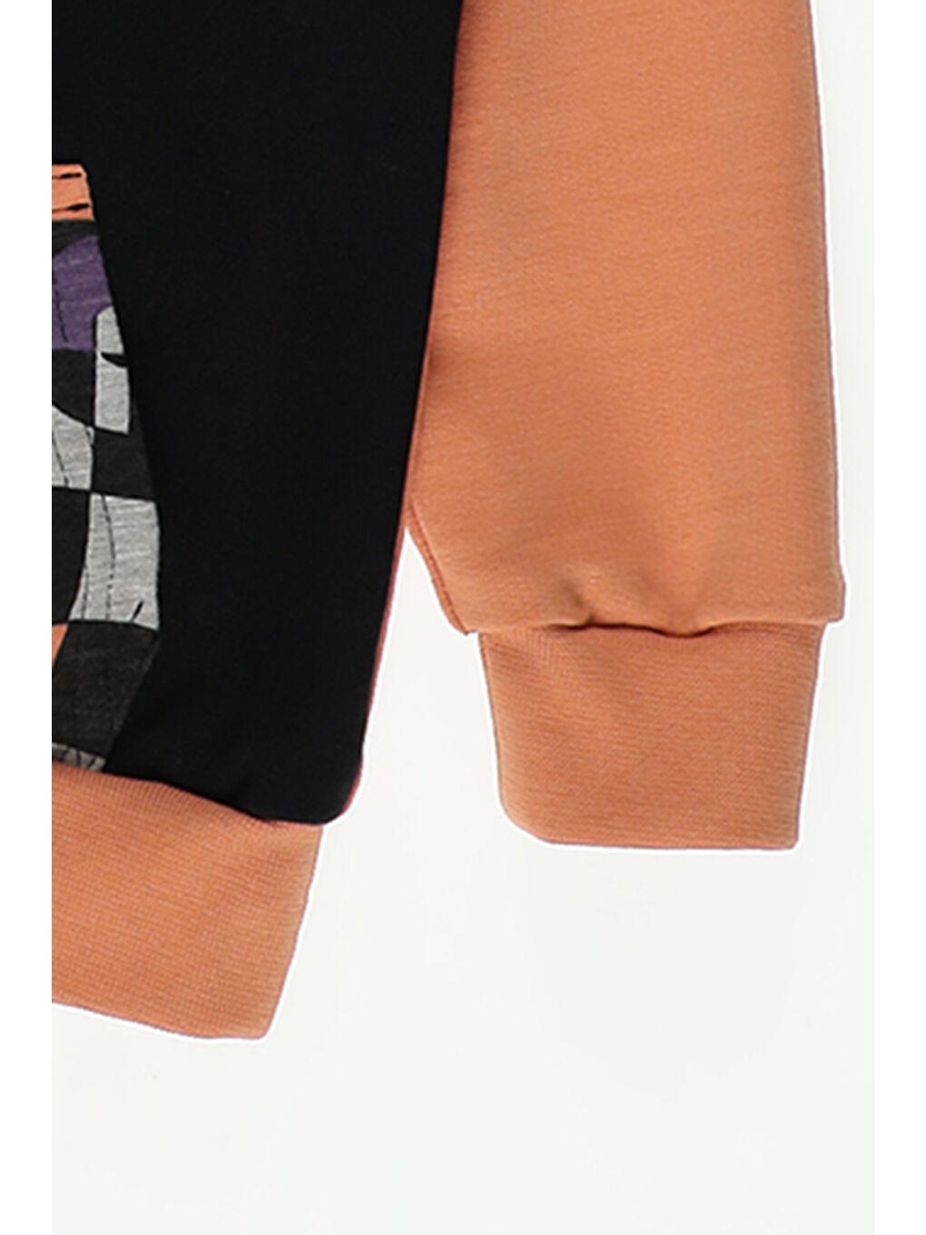 Pembe Erkek Bebek Dama Desenli Kanguru Cep Somon Sweatshirt-2