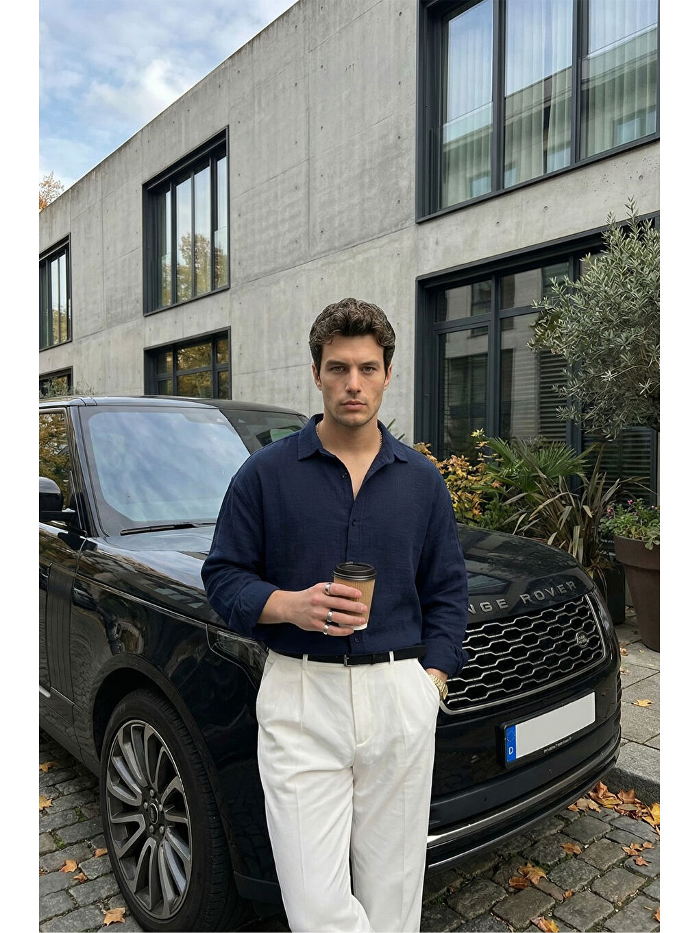 Lacivert Yurin Erkek Premium Müslin %100 Pamuk Oversize Uzun Kollu Gömlek-2