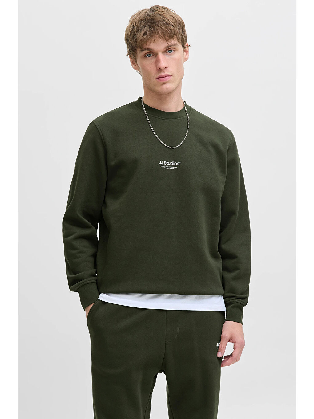 Yeşil Essentials Jjesoho Pamuklu Regular Fit Bisiklet Yaka Sweat 12278791