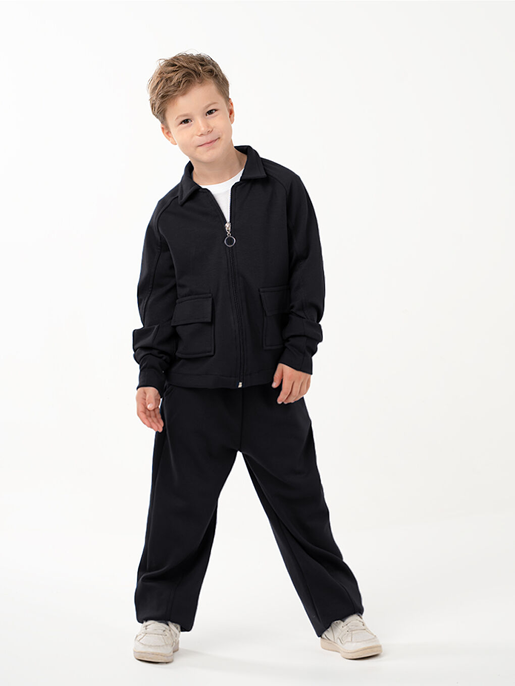 Erkek Çocuk Pocket Siyah Yumuşak Modal Eşofman Takım-4