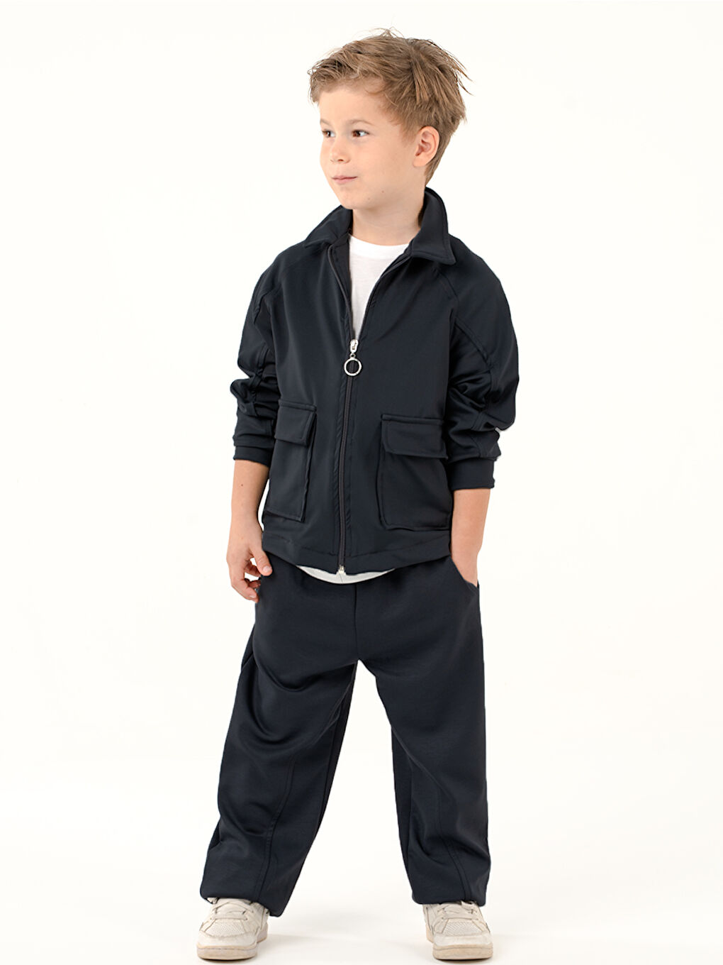 Erkek Çocuk Pocket Siyah Yumuşak Modal Eşofman Takım-5