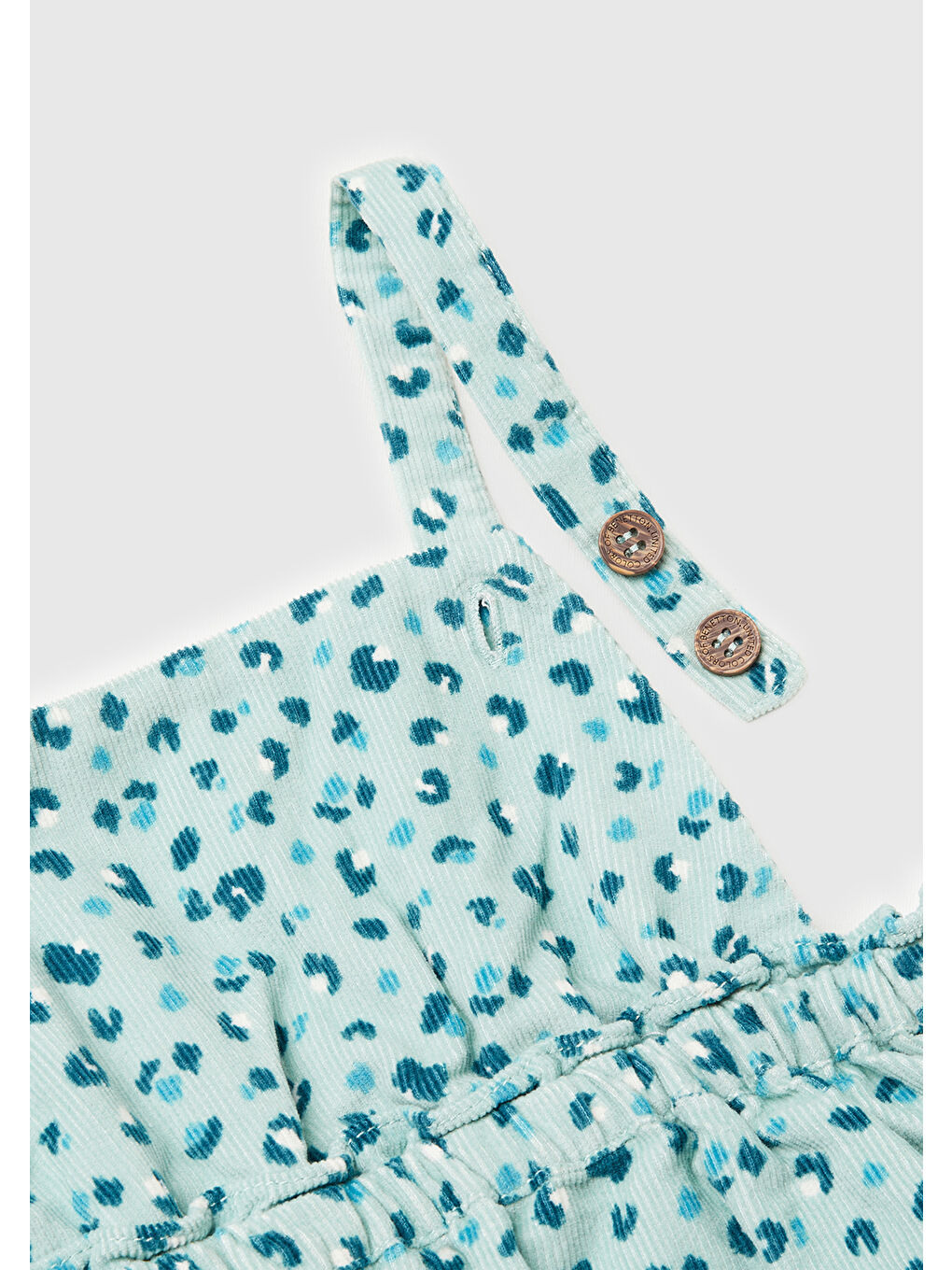 Kız Çocuk Mint Yeşili Tamamı Desenli Ayarlanabilir Askılı Kadife Tulum Elbise-2