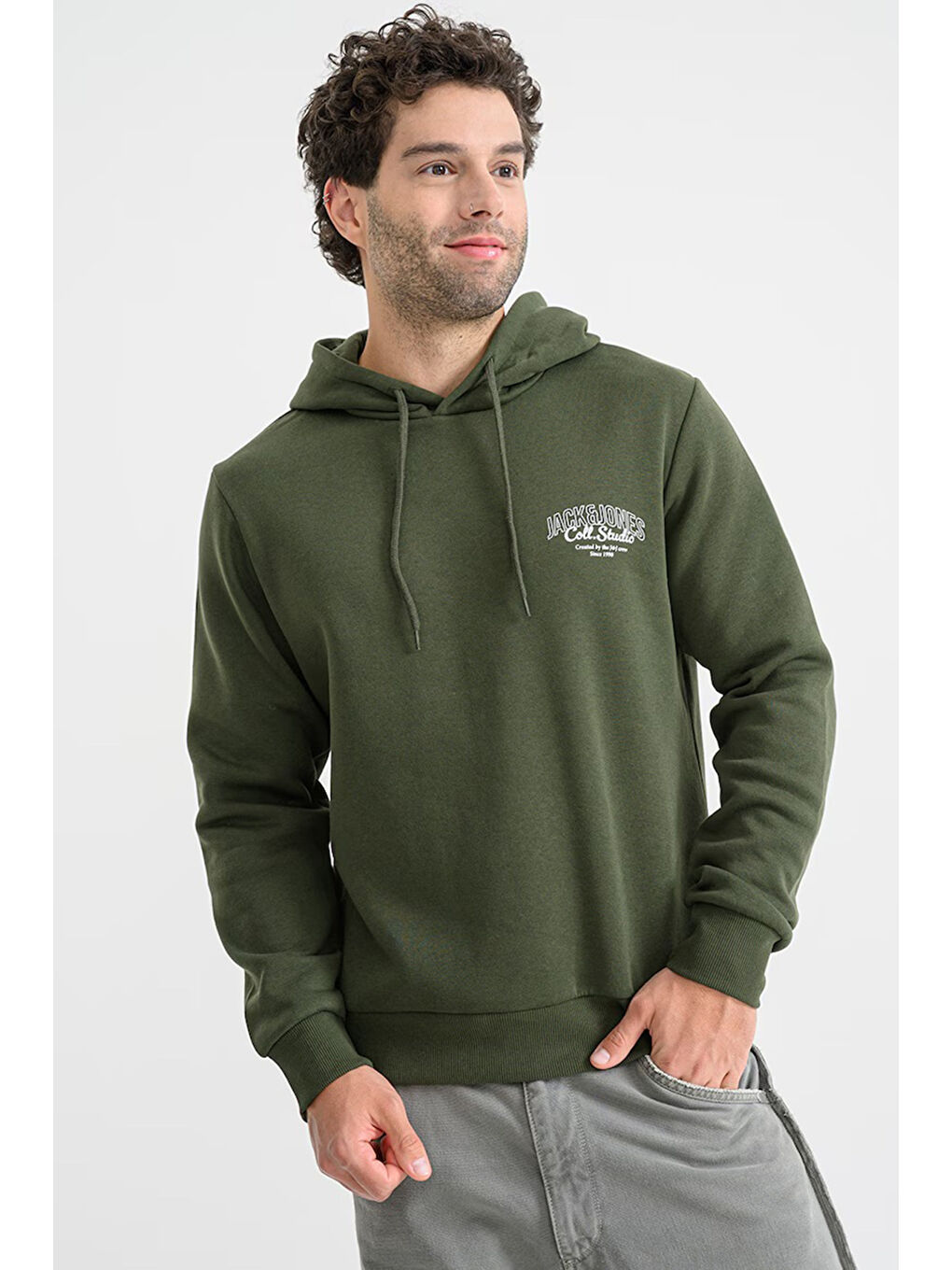 Yeşil Jjmakoto Pamuk Karışımlı Regular Fit Baskılı Kapüşon Yaka Sweat 12278606-1