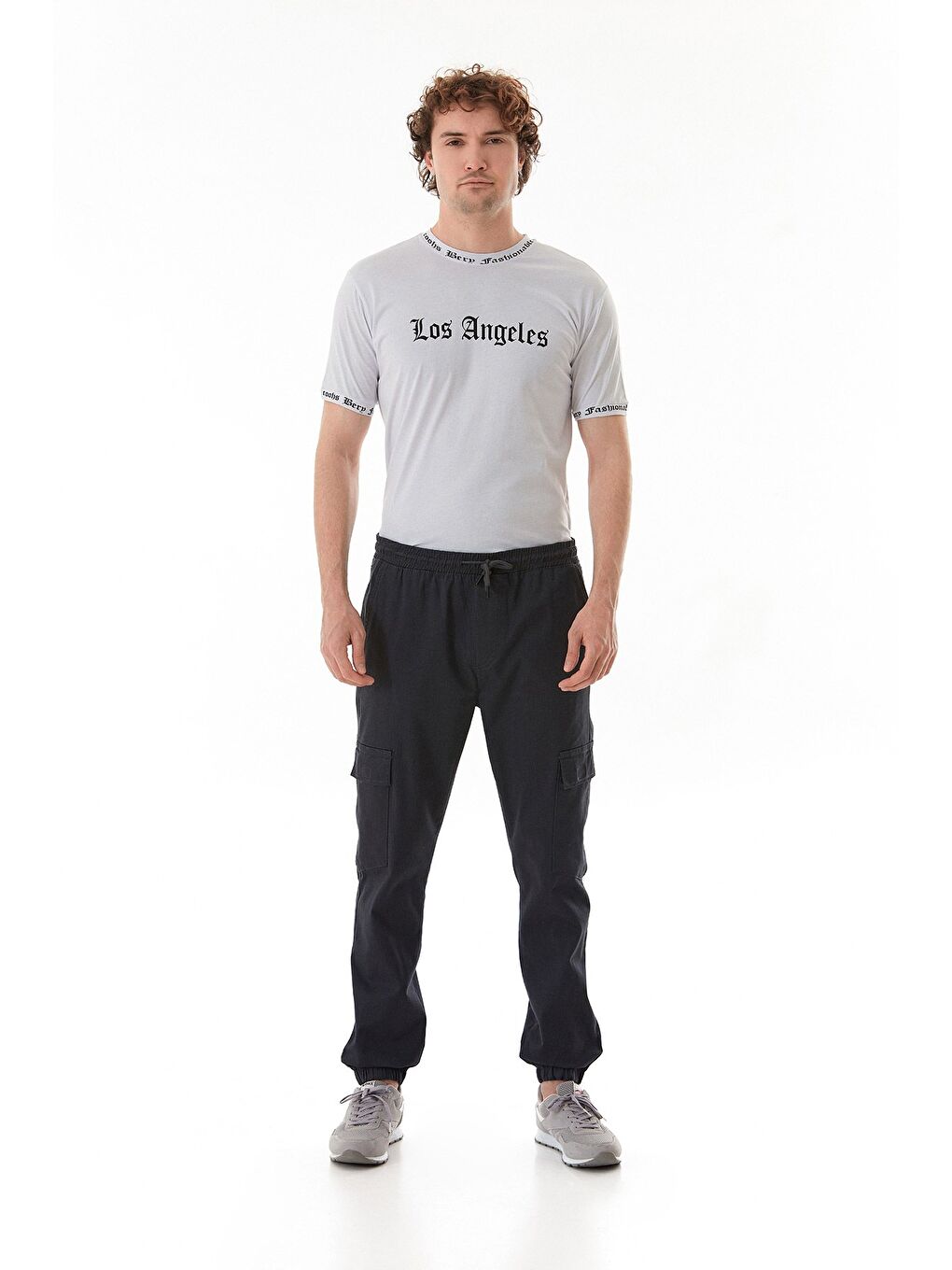 Antrasit Beli Lastikli Kargo Cepli Jogger Pantolon-2