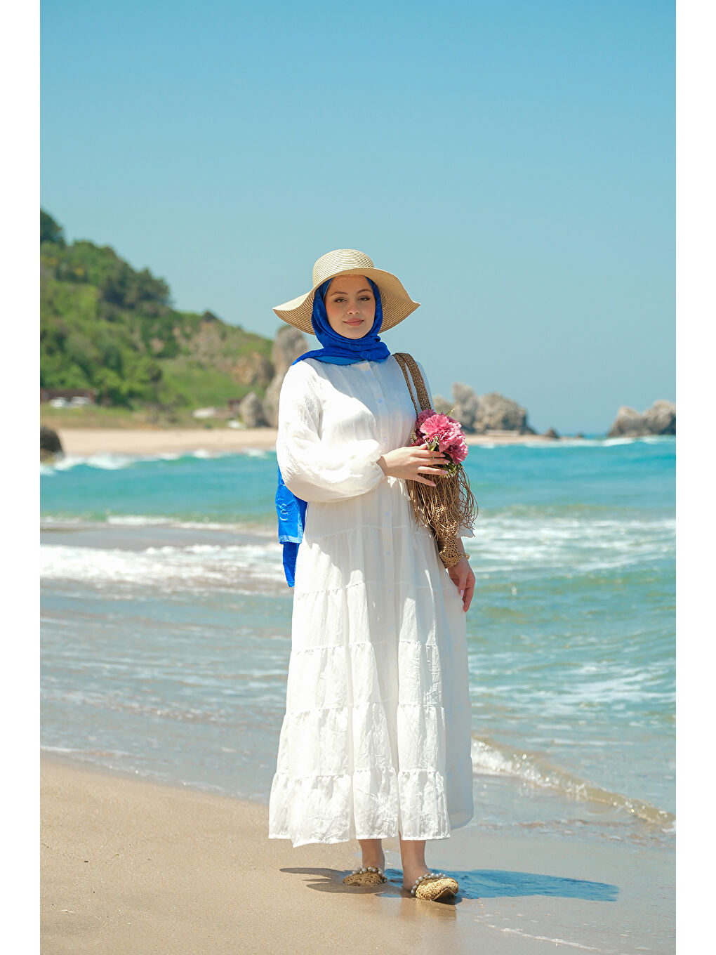 Kadın Astarlı Tül Elbise Beyaz-2