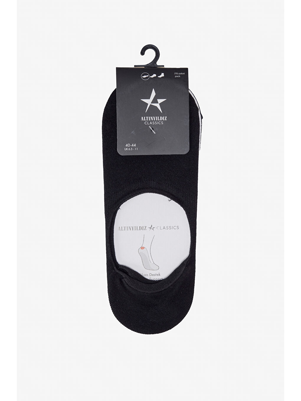 Erkek Siyah-Lacivert-Beyaz 3'lü Paket Babet Çorap-1