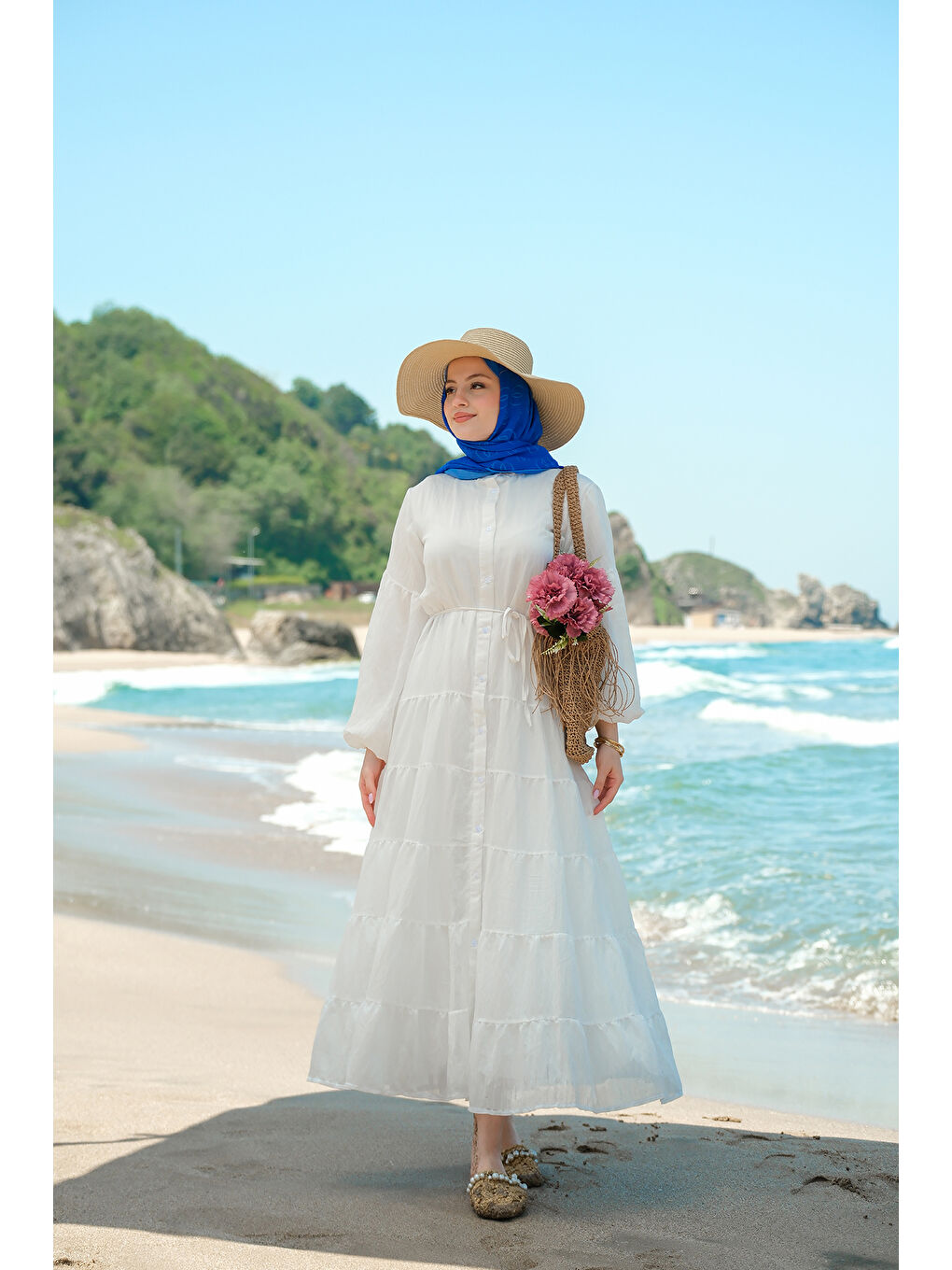 Kadın Astarlı Tül Elbise Beyaz-3