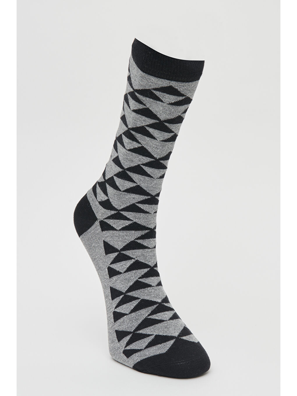 Erkek Siyah-Gri Desenli Soket Çorap