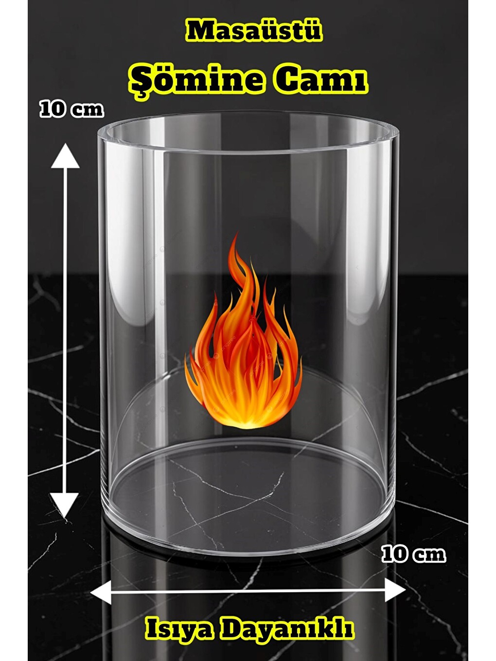 Dumansız Cam Hazneli 19x10 200ml Yakıt Masaüstü Şömine Ateş Çukuru-6