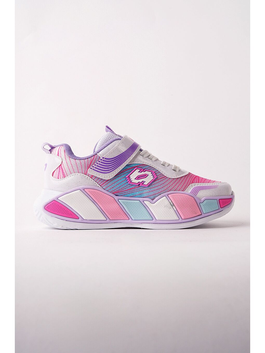 Pembe RAİNBOW Kalın Taban Cırtlı ve Bağcıklı Çocuk Sneaker Spor Ayakkabı-2