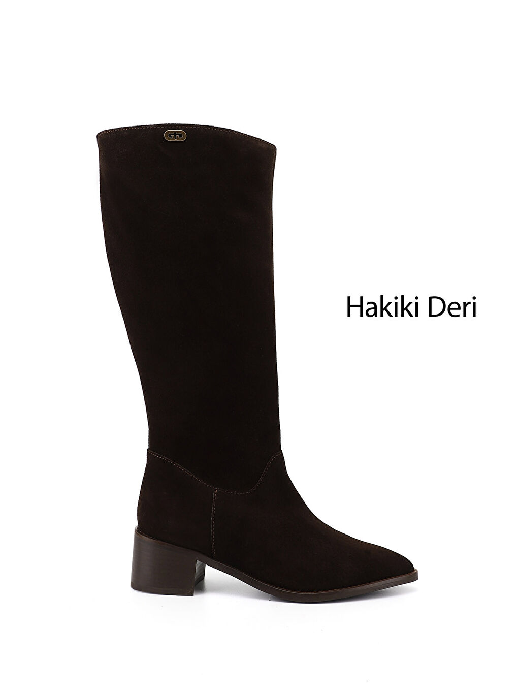 Kahverengi Kadın AÇIK KAHVERENGİ Sivri Burun Kalın Topuklu Hakiki Deri Çizme