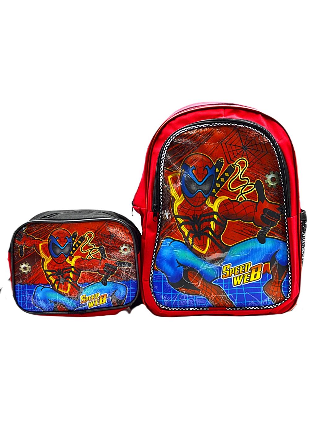 2 Bölmeli Spider Man Okul Sırt Çantası Ve Beslenme Çantası Kırmızı KOD:1309
