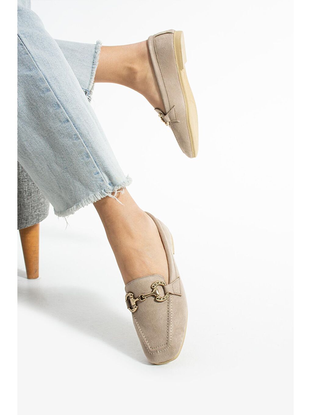 Ekru ALY-164 Kadın Babet Günlük Kadın Ayakkabı-1