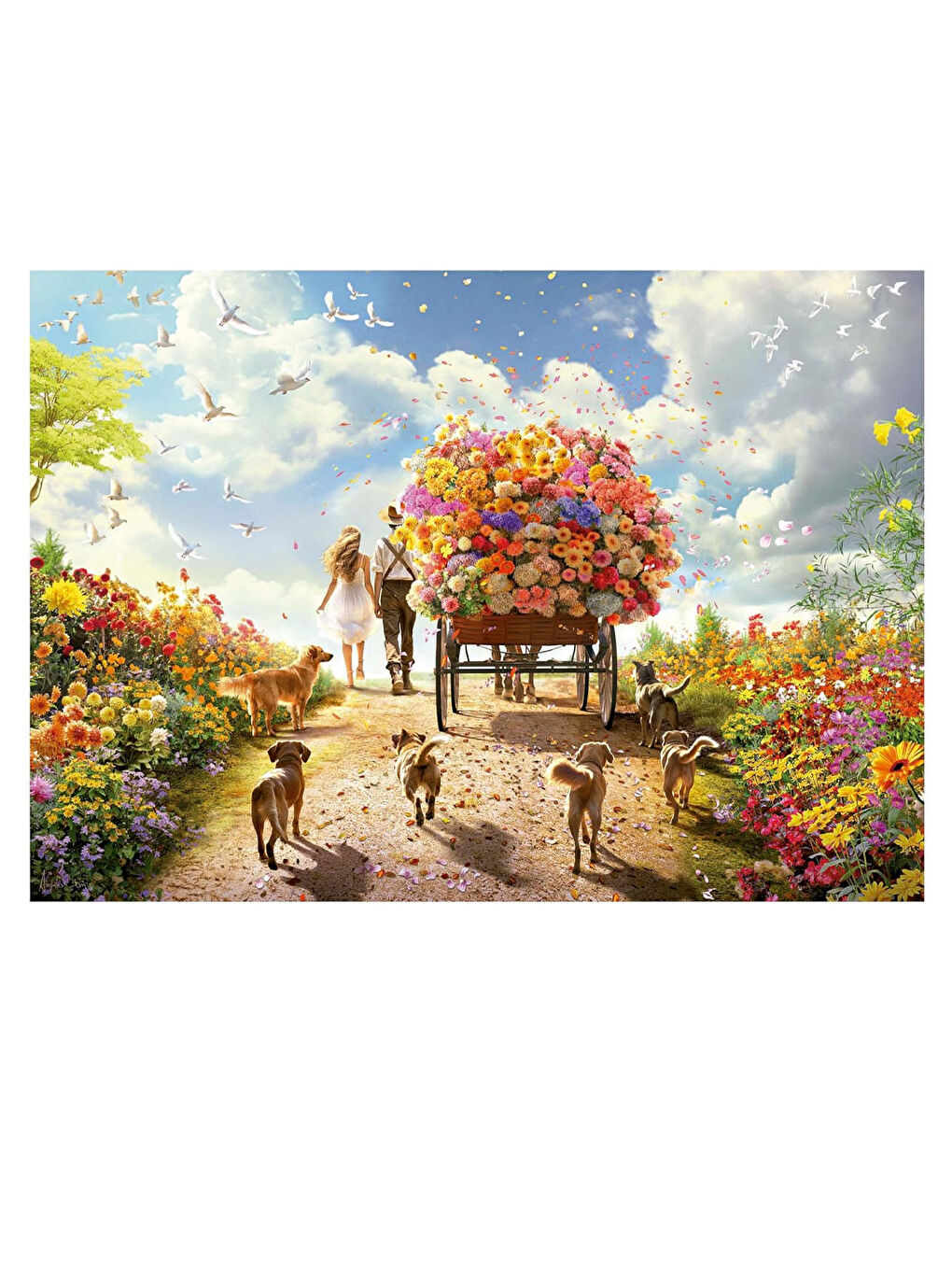 Puzzle 1000 Parça Çiçek Taşıyan Araba 19921-1