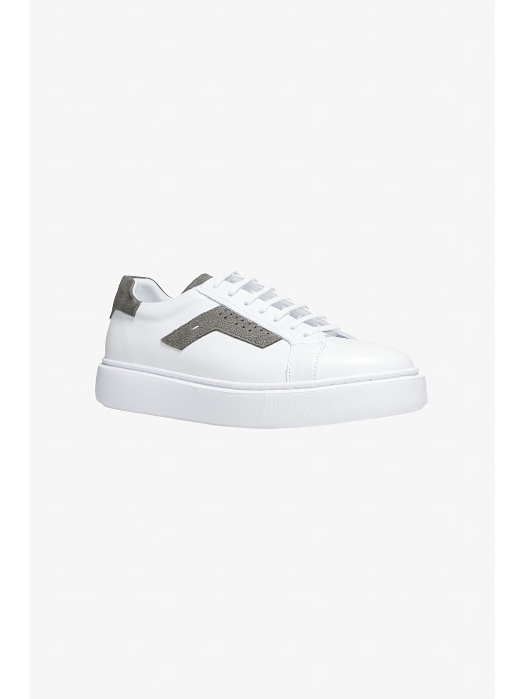 Erkek Beyaz %100 Deri Rahat Taban Esnek Sneaker Ayakkabı-1