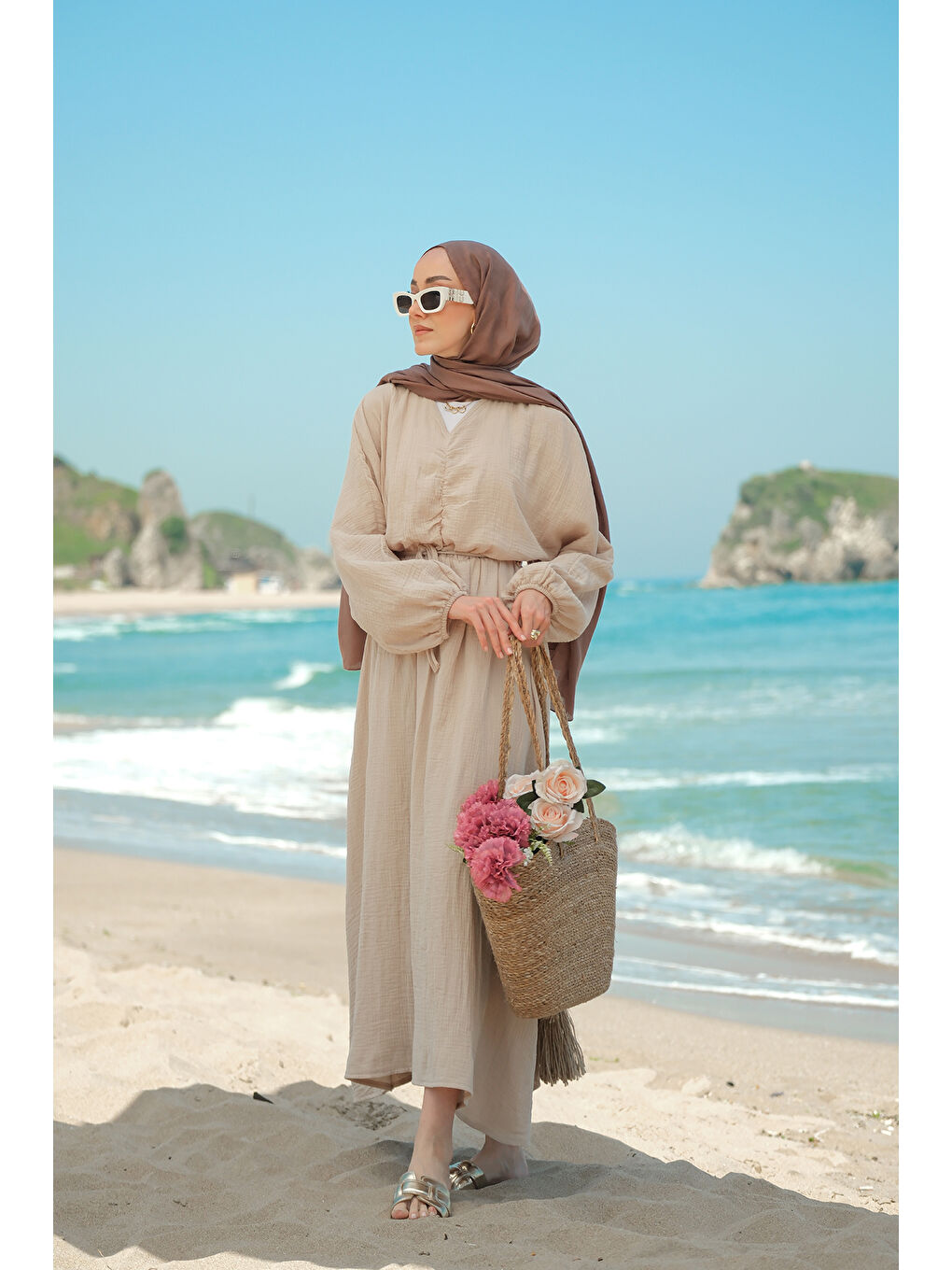 Bej Kadın Olivia Elbise Taş-4