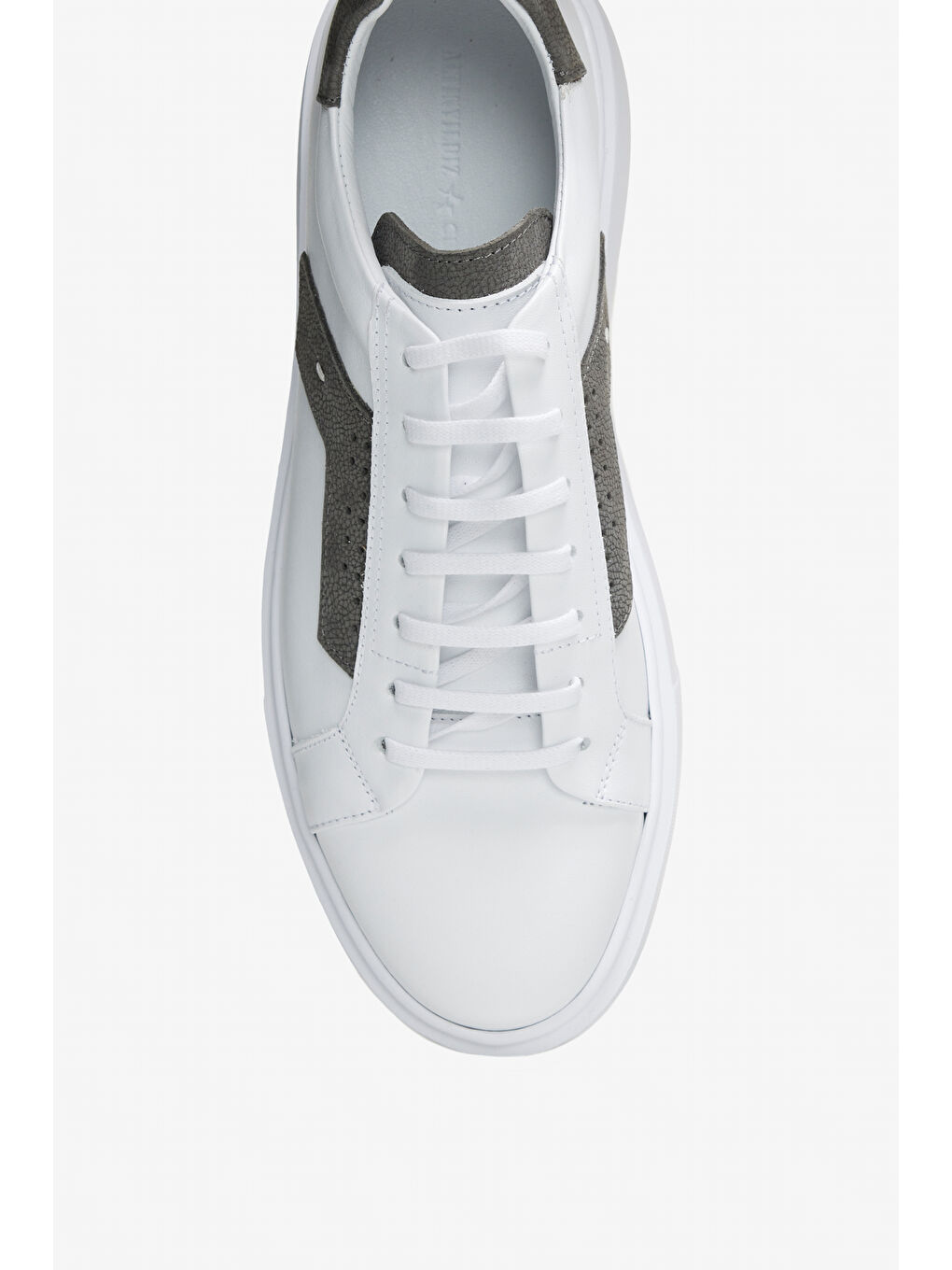 Erkek Beyaz %100 Deri Rahat Taban Esnek Sneaker Ayakkabı-2