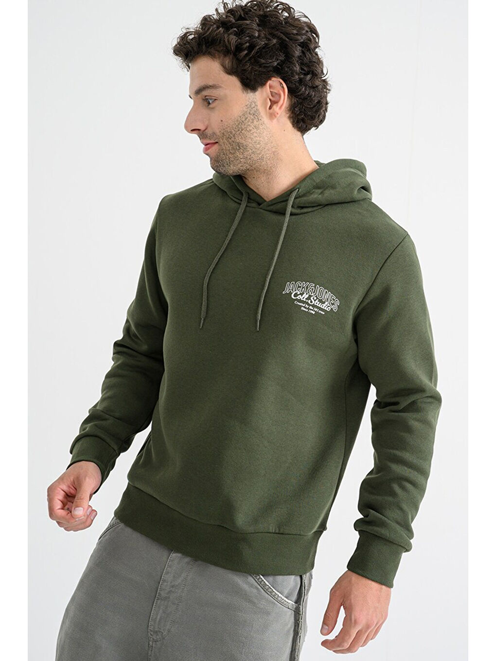 Yeşil Jjmakoto Pamuk Karışımlı Regular Fit Baskılı Kapüşon Yaka Sweat 12278606-3