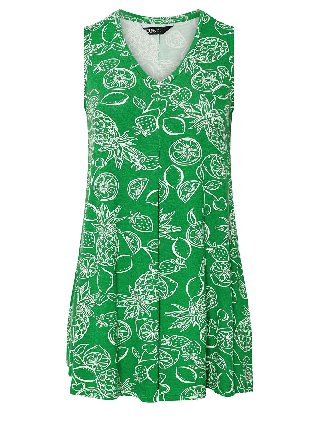 Yeşil Büyük Beden V Yaka Sıfır Kol Çiçek Desenli T-shirt 304169-5