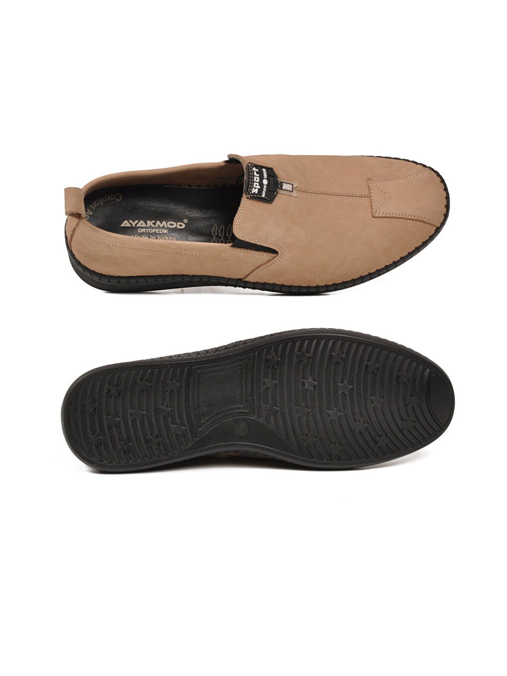 Ekru Kum Nubuk Hakiki Deri Ortopedik Erkek Casual Ayakkabı 308 M-4