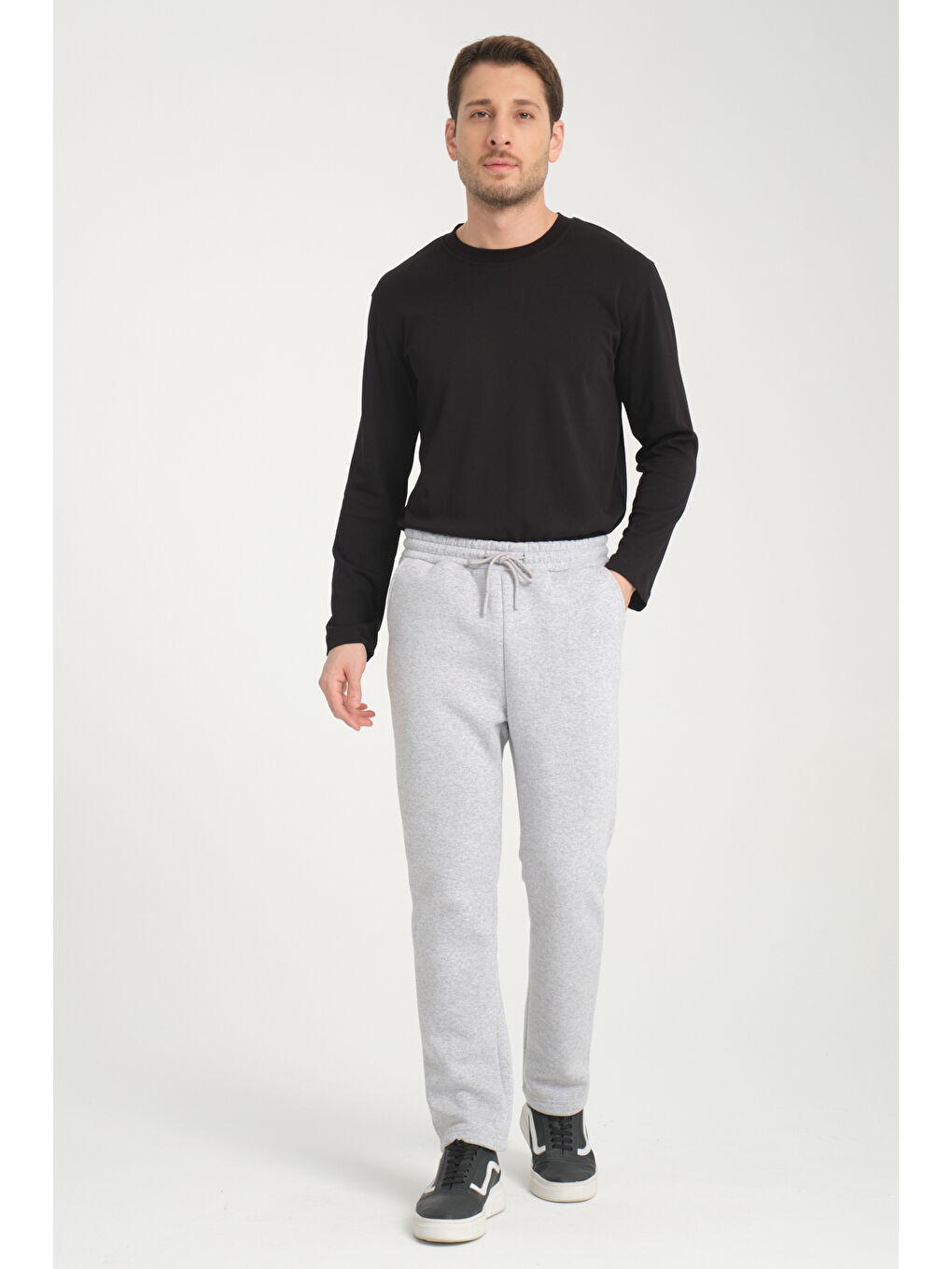 Gri Beli Lastikli Erkek Eşofman Altı 0022-1