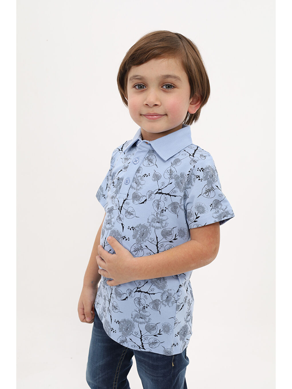 Lila Erkek Çocuk Desenli Tişört-1