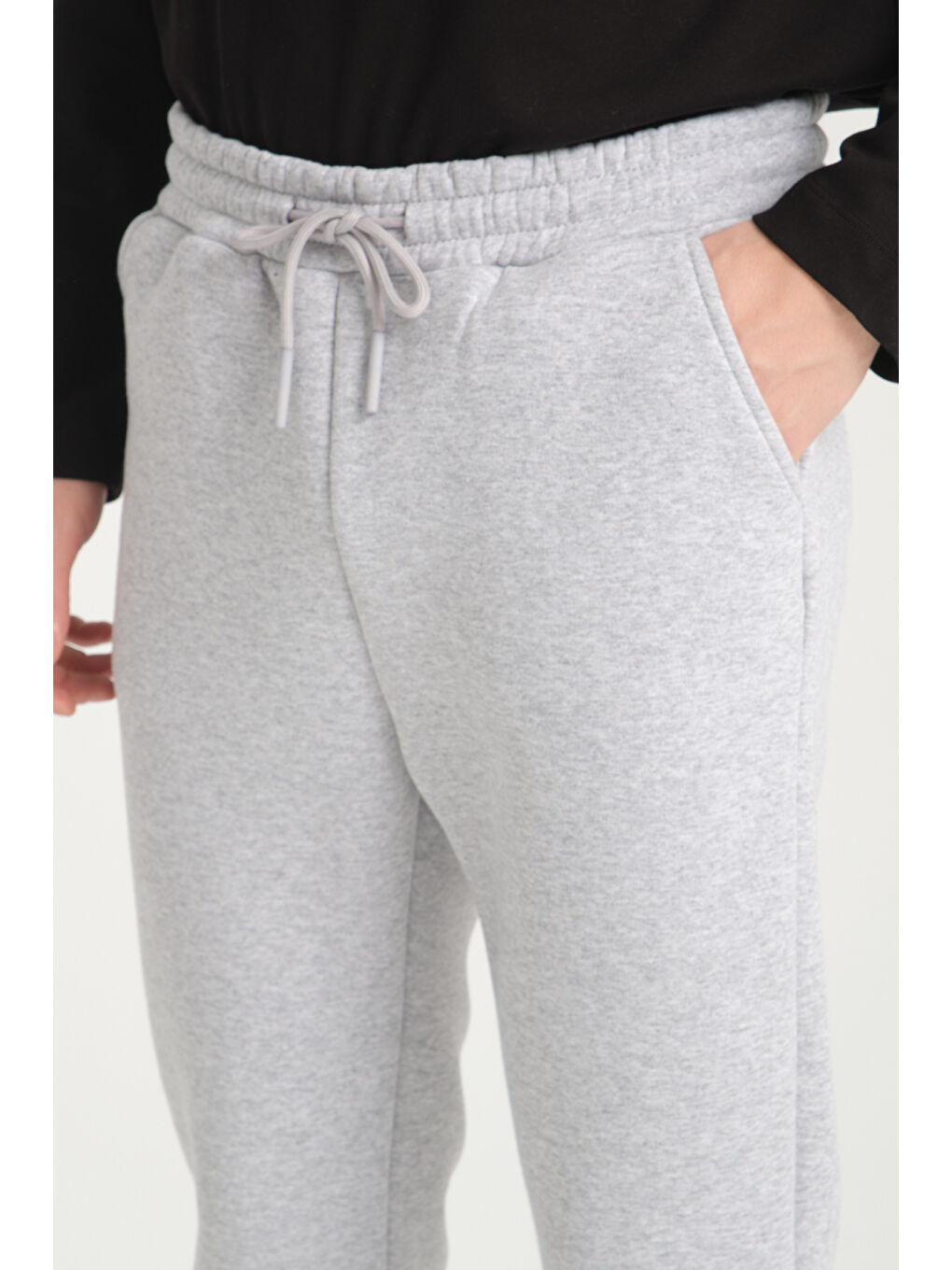 Gri Beli Lastikli Erkek Eşofman Altı 0022-2