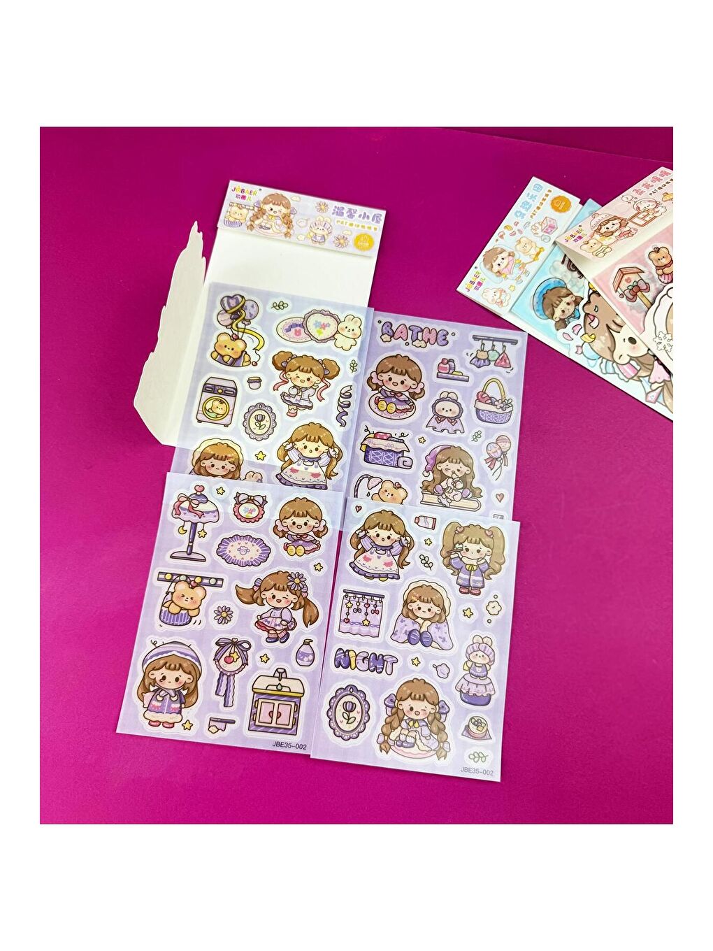 3 lü Sevimli Kız Sticker Seti-1