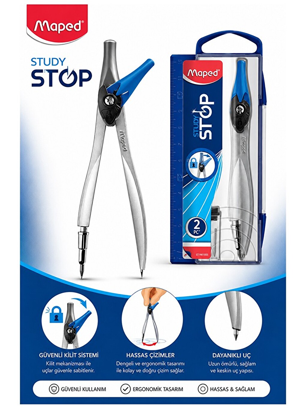 Metal Pergel Stop Uçlu 1 Adet Study Stop 195110 Pergel Çizim Matematik Geometri Mimari Proje
