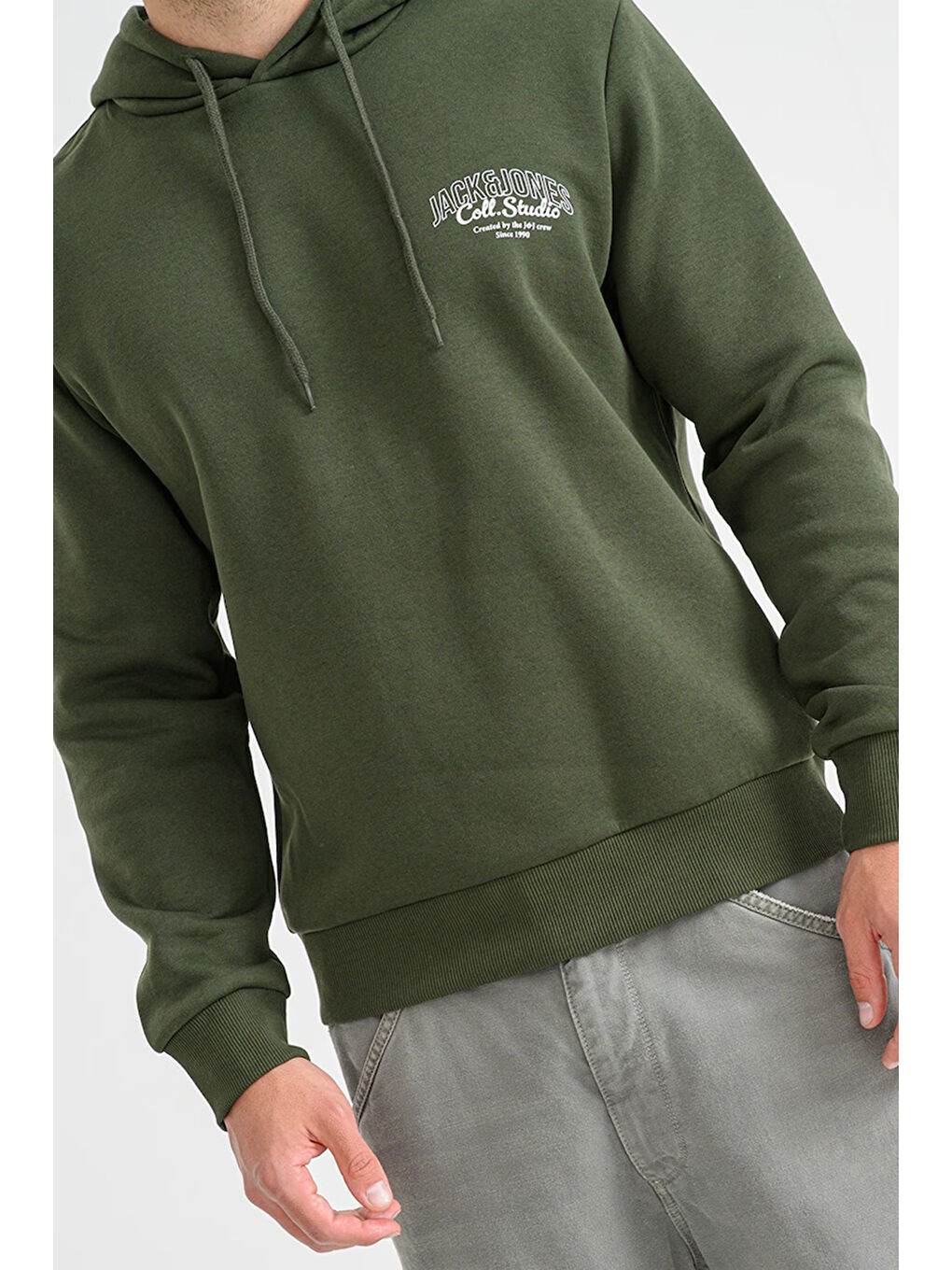 Yeşil Jjmakoto Pamuk Karışımlı Regular Fit Baskılı Kapüşon Yaka Sweat 12278606-4