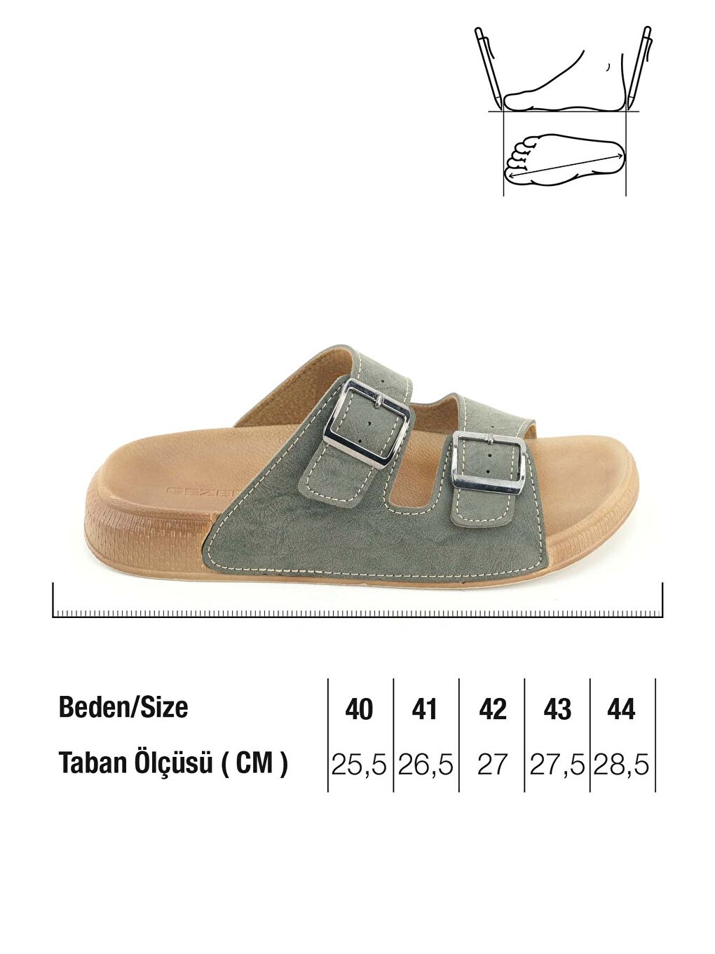 Haki Erkek Yazlık Suni Deri İki Toka Ayarlanabilir Rahat Taban Günlük Terlik-1
