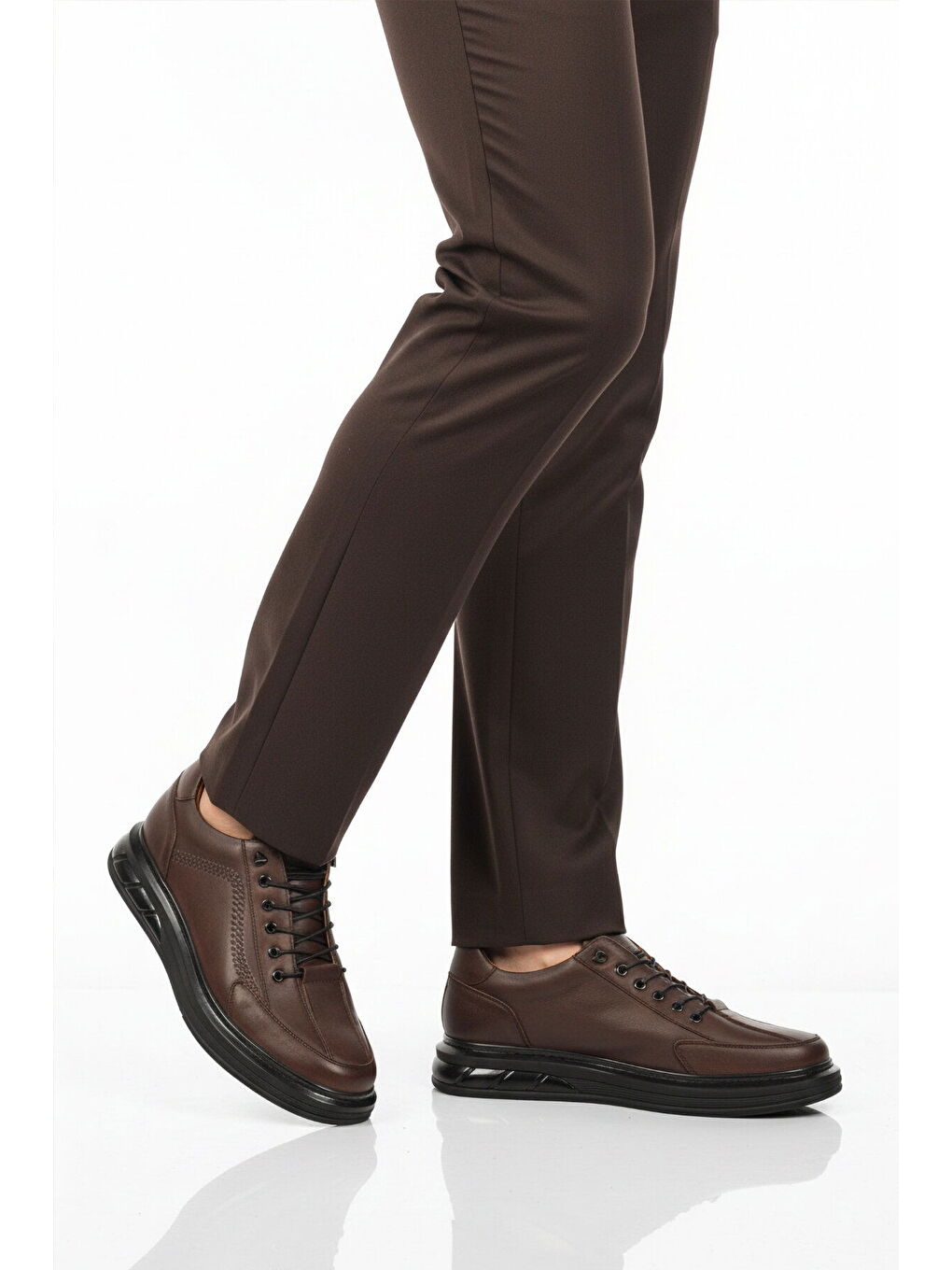 Kahverengi Kahve Hakiki Deri Topuk Jelli Anatomik Erkek Casual Ayakkabı 820 M