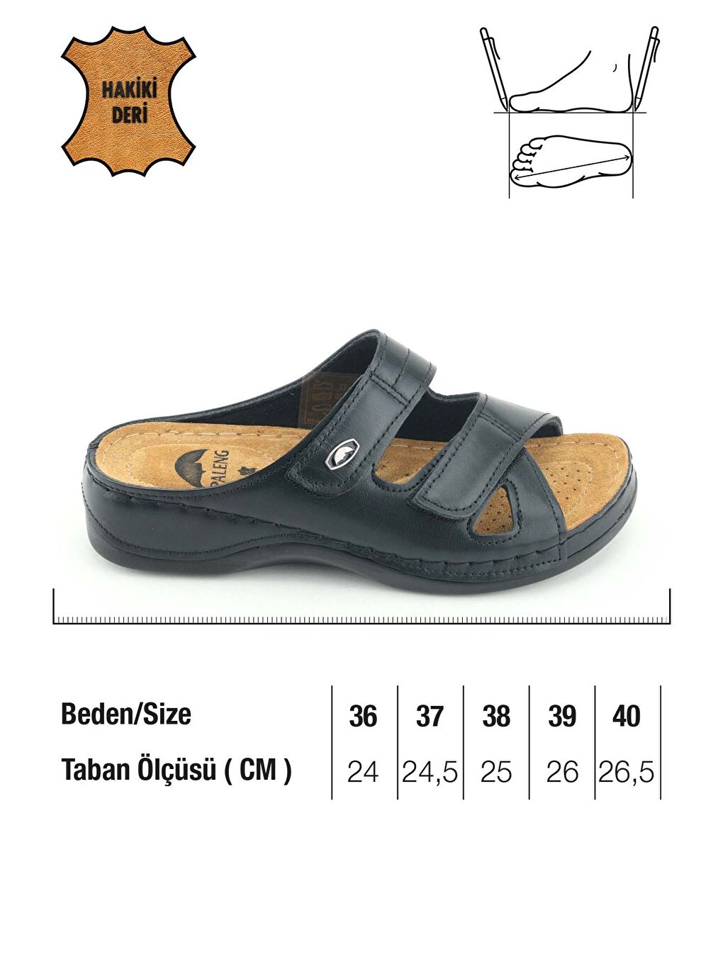 Gri Gezer Kadın Ayarlanabilir Hakiki Deri Terlik-1