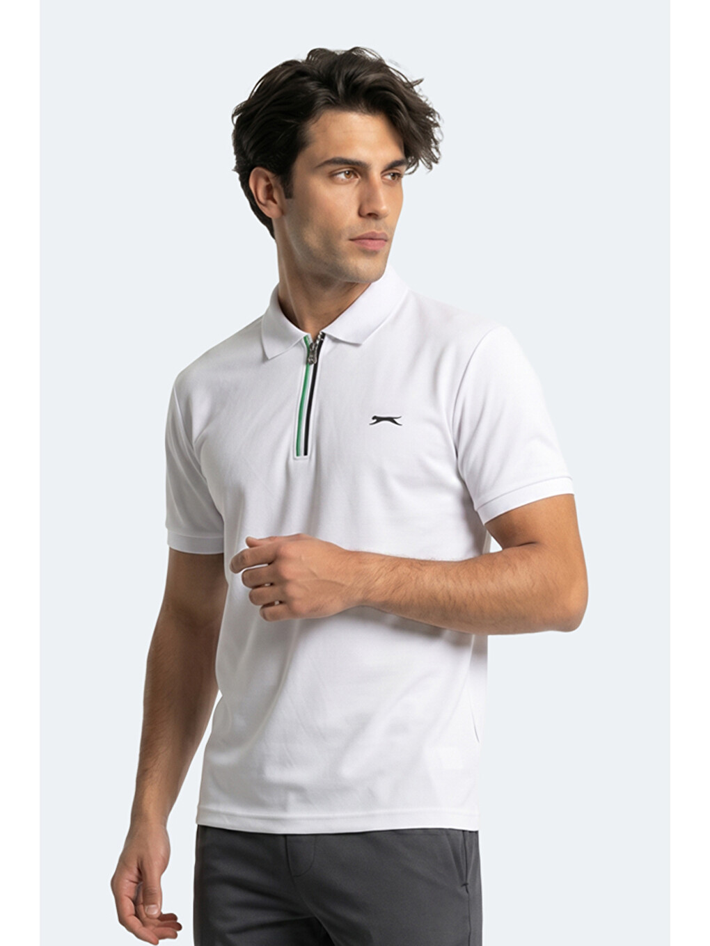 KENSHIN Erkek Polo Yaka Beyaz Tişört-7