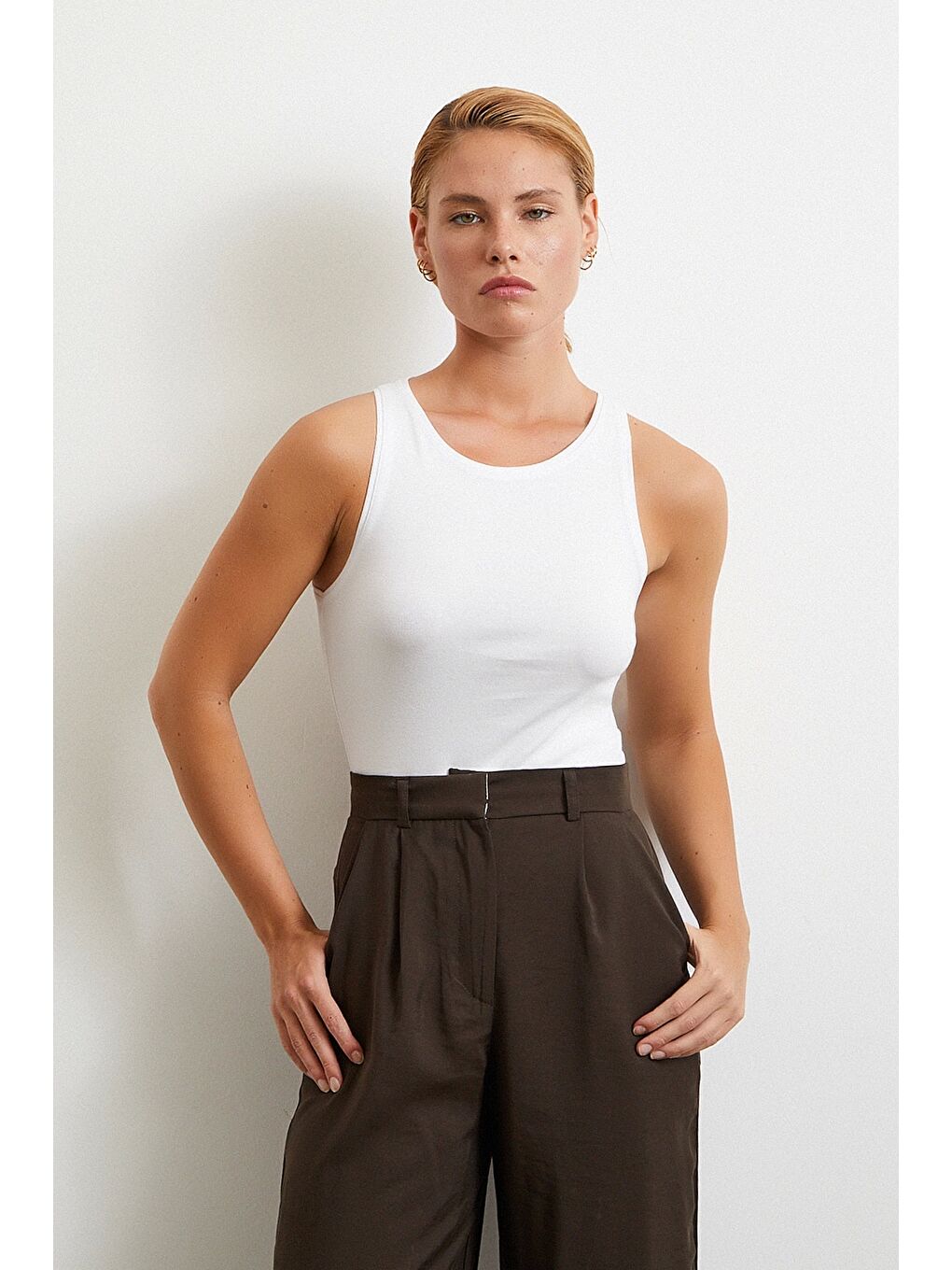 Basic Crop Top Beyaz-2