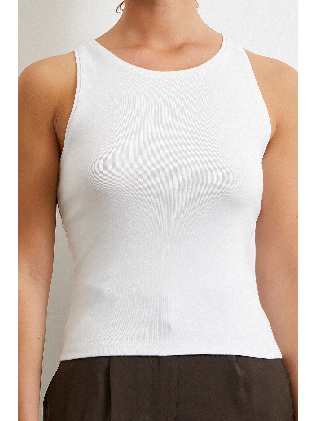 Basic Crop Top Beyaz-4