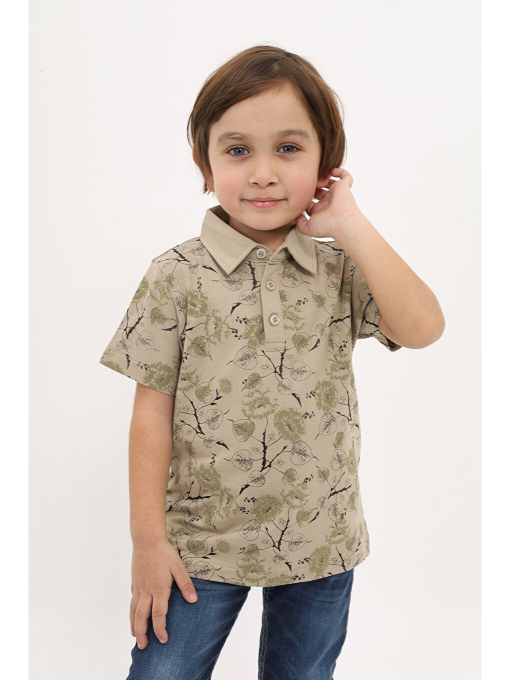 Gri Erkek Çocuk Desenli Tişört