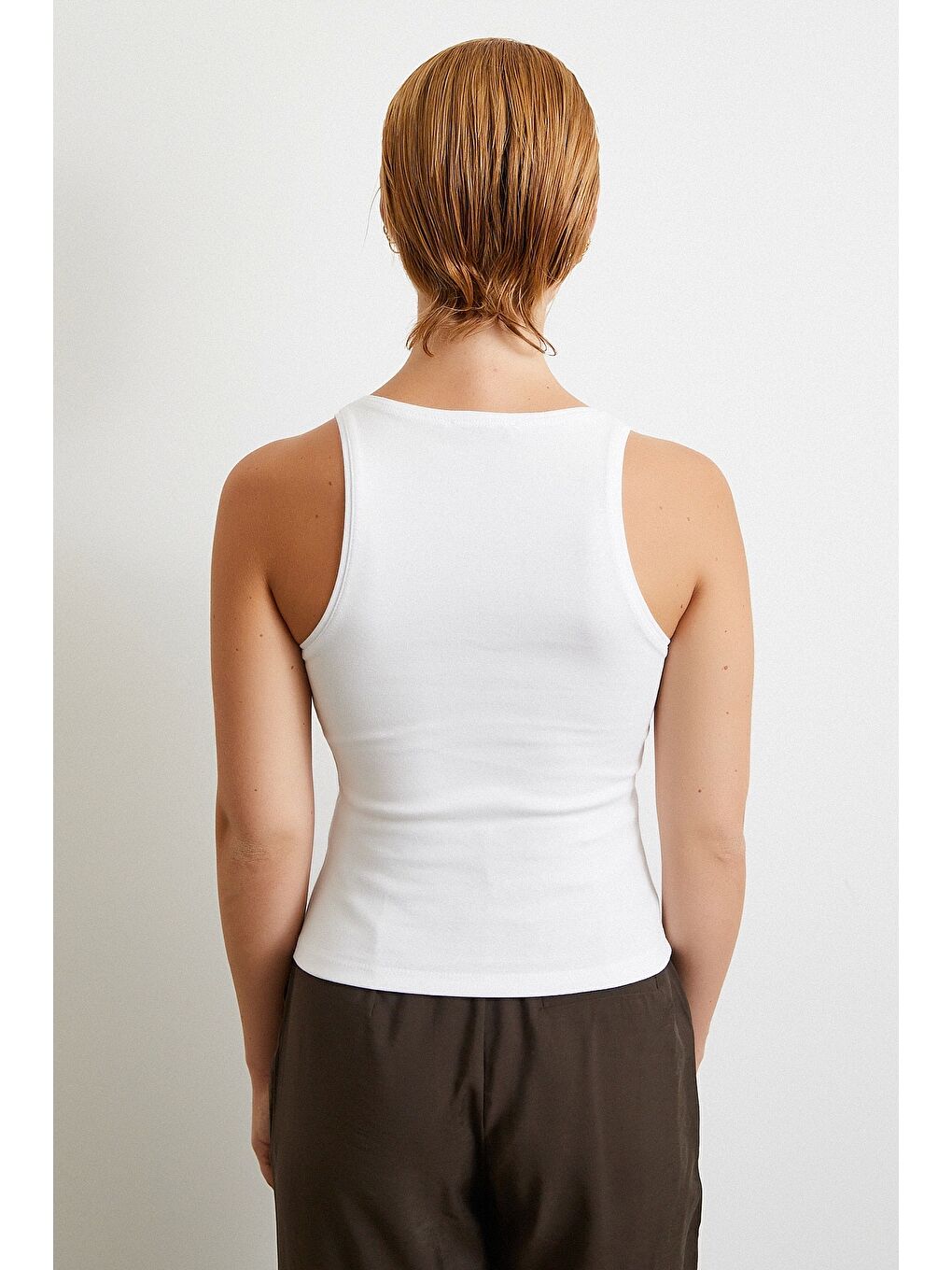 Basic Crop Top Beyaz-5