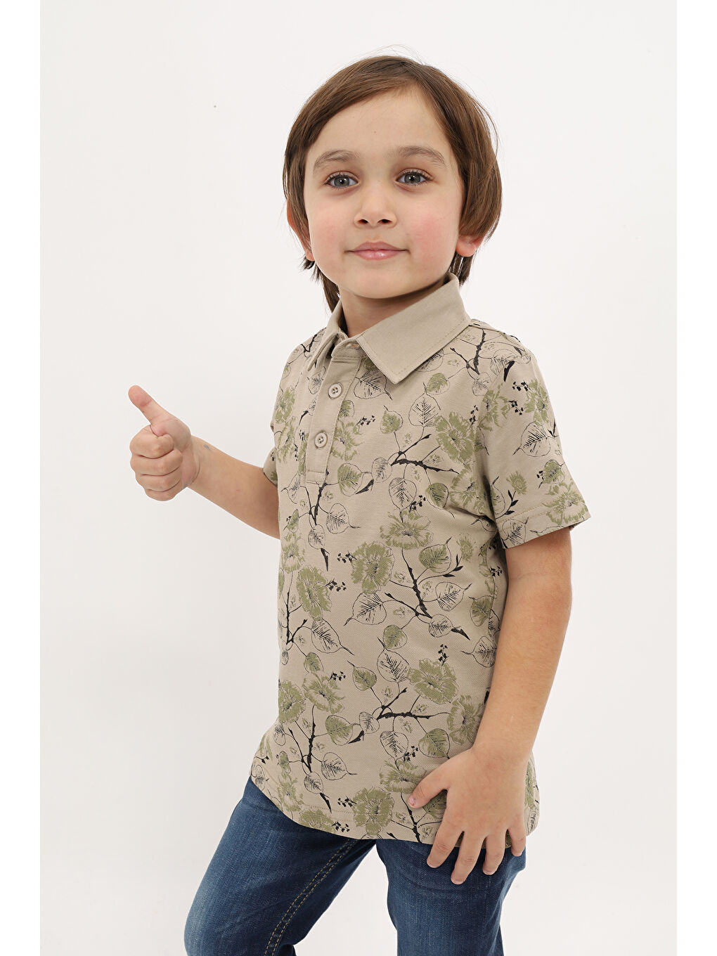 Gri Erkek Çocuk Desenli Tişört-1