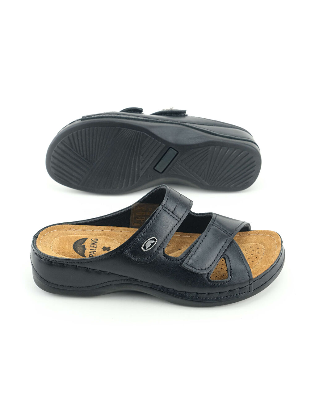 Gri Gezer Kadın Ayarlanabilir Hakiki Deri Terlik-4