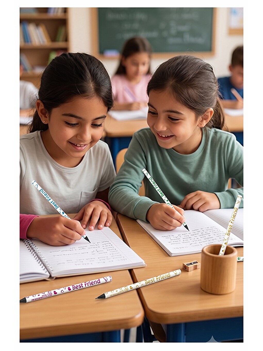 Best Friend Kurşun Kalem 4 Adet Yuvarlak Gövdeli Siyah Kurşun Kalem Yumuşak Yazım-1