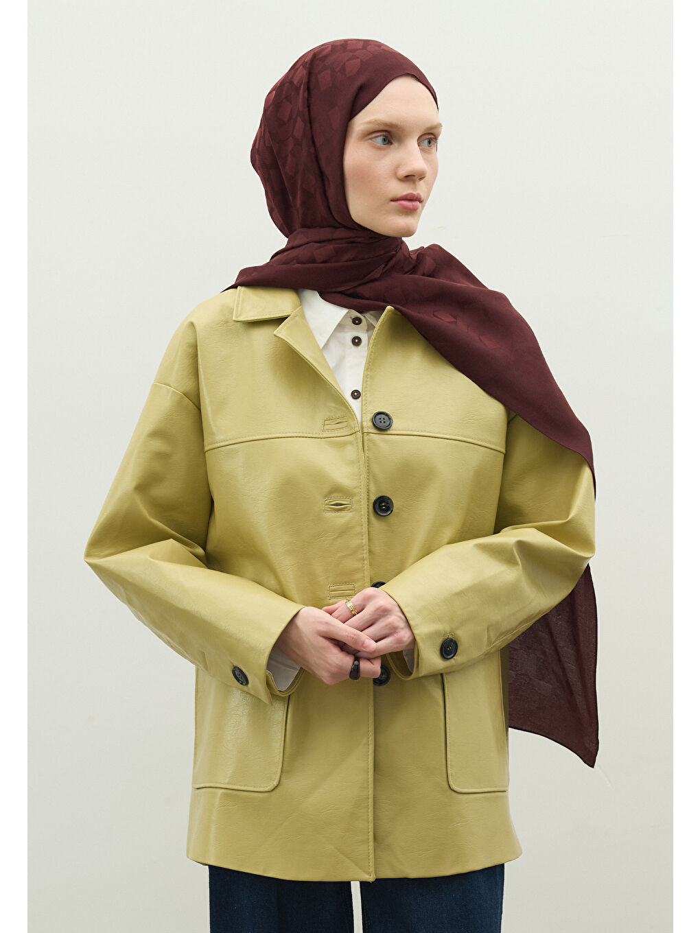 Bordo OSLO PAMUK FLOŞ JAKARLI ŞAL BORDO