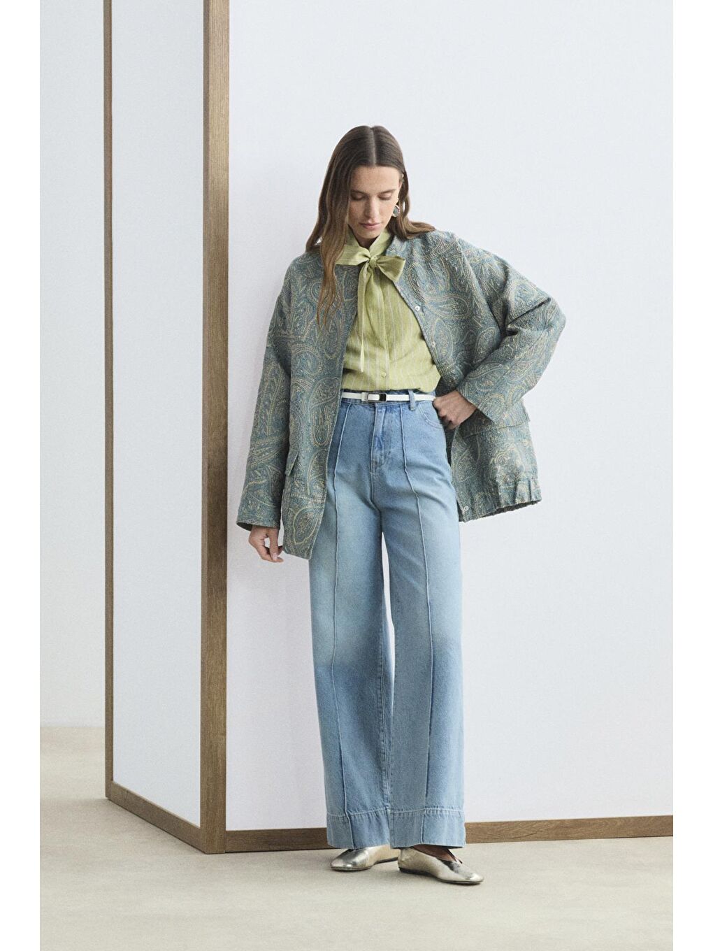 Desenli Jakar Bomber Ceket Uçuk Mavi-2